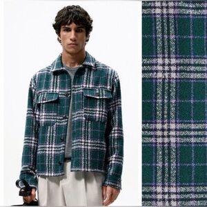 NWT Zara Purple & Green Plaid Overshirt Jacket M